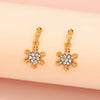 Alloy Geometric Snowflake Hollow Rhinestone Diamond Earrings For Women