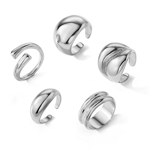 Alloy Geometric Spherical Opening Ring Electroplated