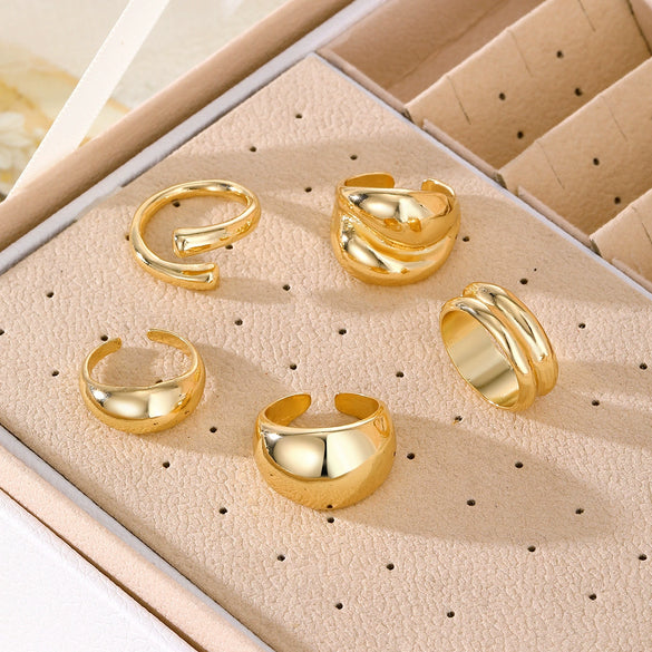 Alloy Geometric Spherical Opening Ring Electroplated