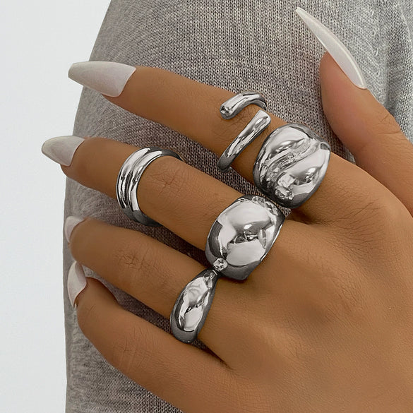 Alloy Geometric Spherical Opening Ring Electroplated