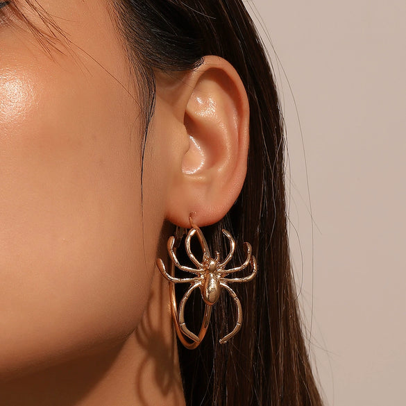 Alloy Geometric Spider Earrings Electroplated For Women Retro Fashion Dark Funny
