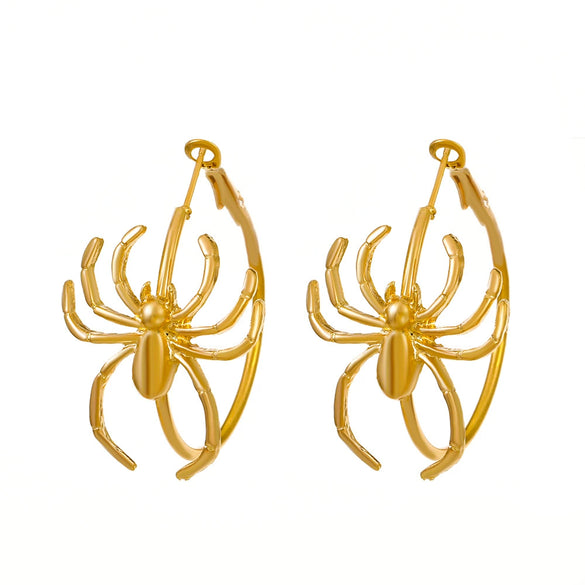 Alloy Geometric Spider Earrings Electroplated For Women Retro Fashion Dark Funny