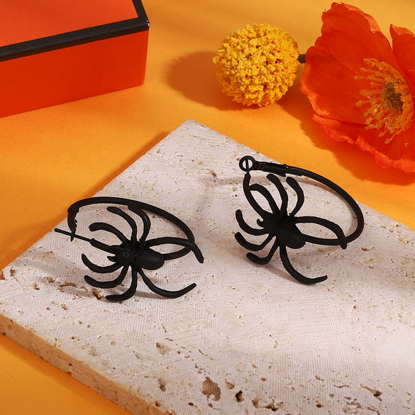 Alloy Geometric Spider Earrings Electroplated For Women Retro Fashion Dark Funny