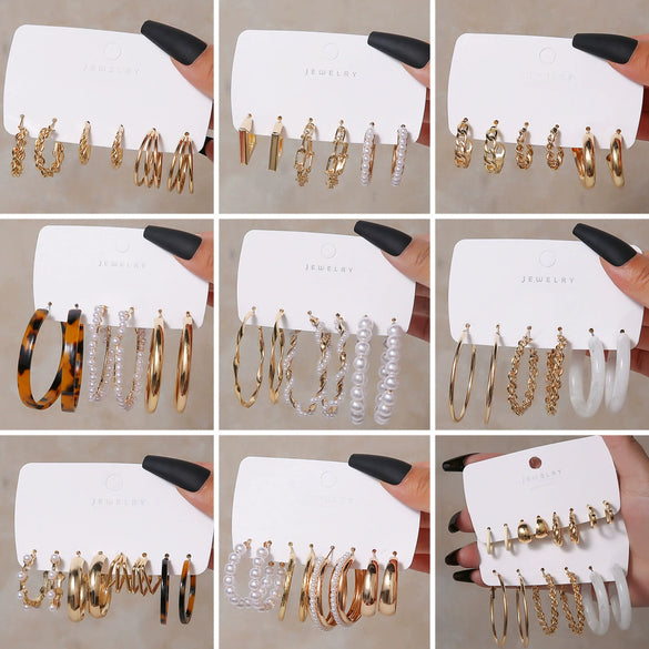 Alloy Geometric Spiral Electroplated Women's Earrings Set