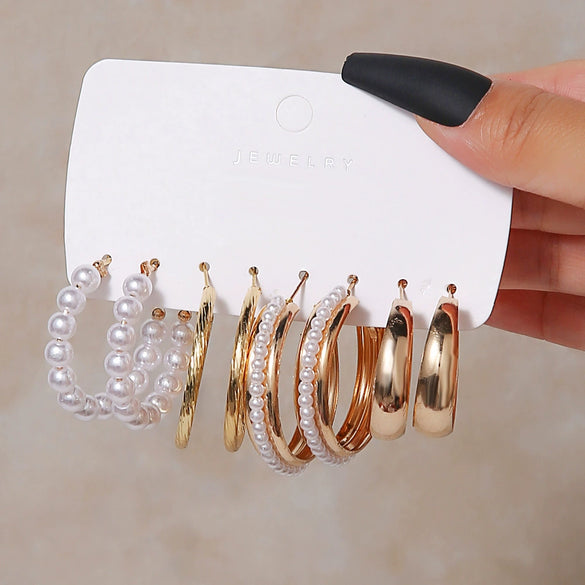 Alloy Geometric Spiral Electroplated Women's Earrings Set