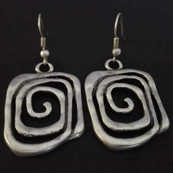 Alloy Geometric Spiral Hollow Square Electroplating Women's Earrings Creative Retro Style
