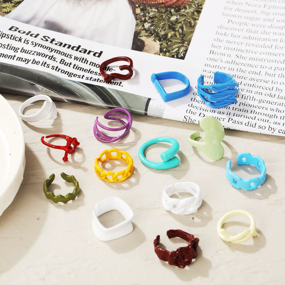 Alloy Geometric Spray Painted Silver Plated Fashion Ring For Women