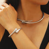 Alloy Geometric Spring Opening Bracelet Female Punk Style Electroplated