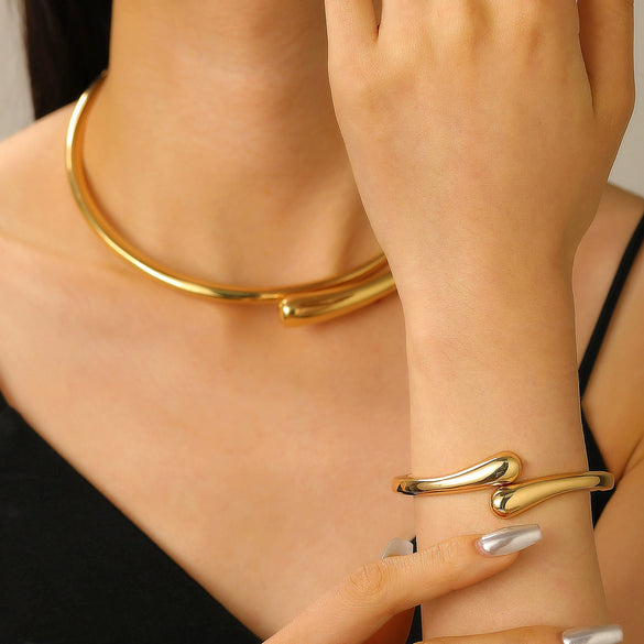 Alloy Geometric Spring Opening Bracelet Female Punk Style Electroplated