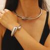 Alloy Geometric Spring Opening Bracelet Female Punk Style Electroplated
