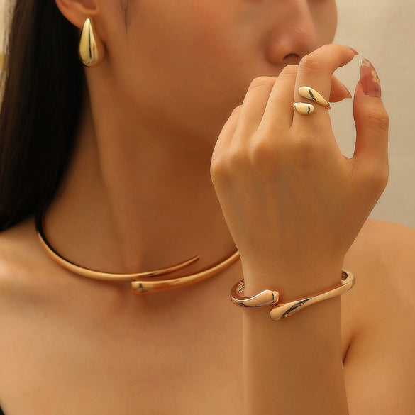 Alloy Geometric Spring Opening Bracelet Female Punk Style Electroplated