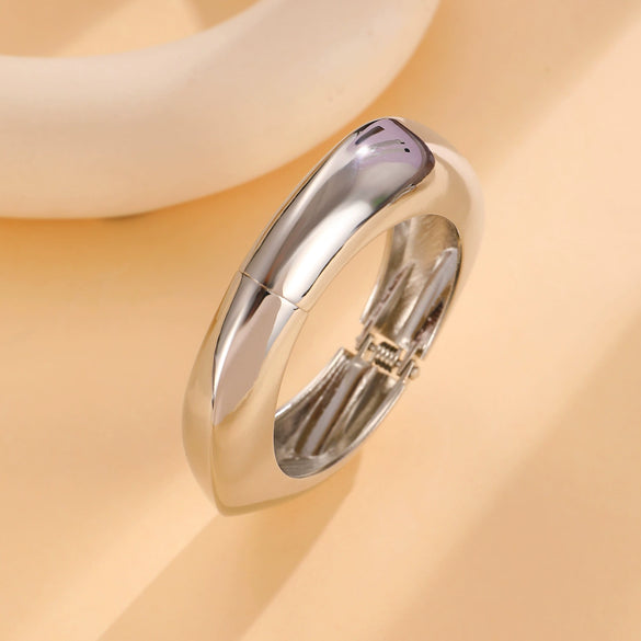Alloy Geometric Spring Opening Bracelet Female Punk Style Electroplated
