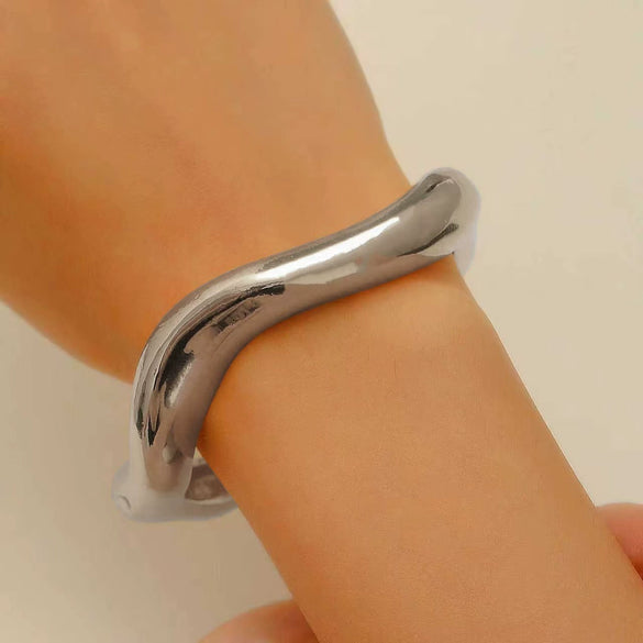 Alloy Geometric Spring Opening Bracelet Female Punk Style Electroplated