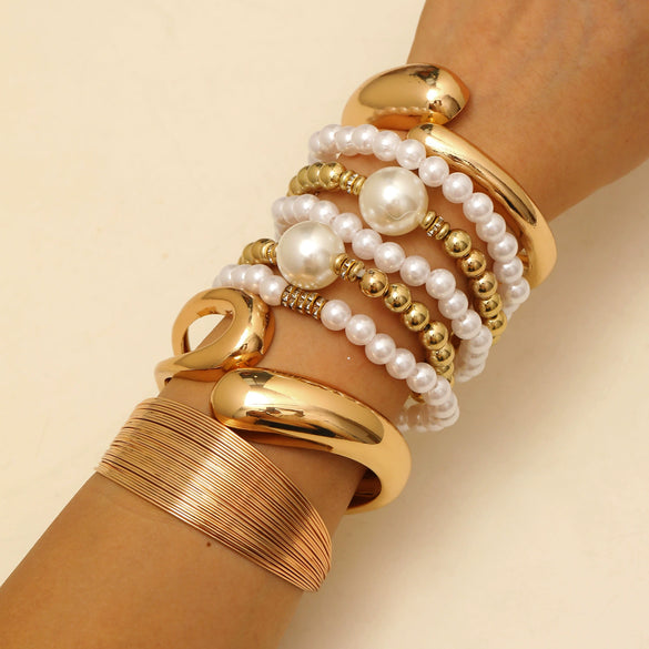Alloy Geometric Spring Opening Bracelet Female Punk Style Electroplated