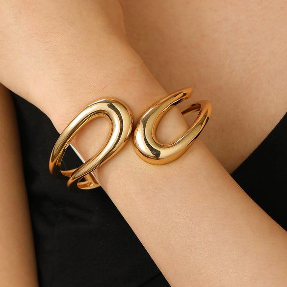 Alloy Geometric Spring Opening Bracelet Female Punk Style Electroplated
