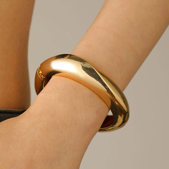 Alloy Geometric Spring Opening Bracelet Female Punk Style Electroplated