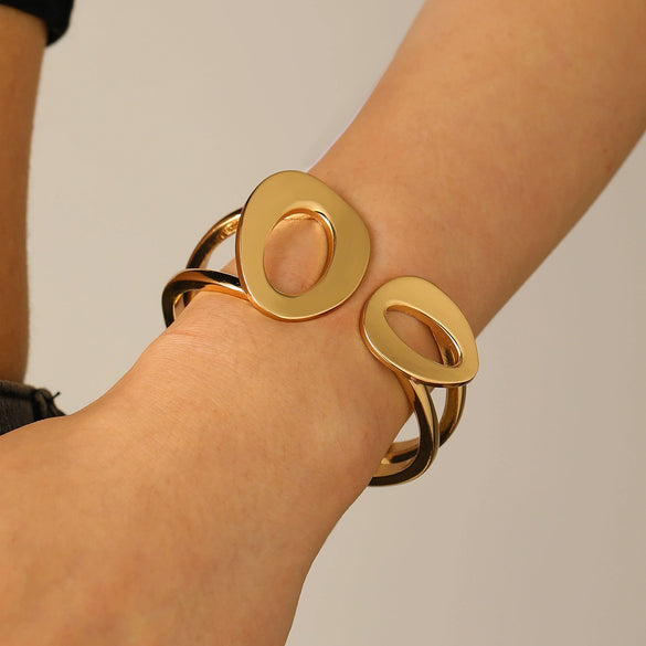 Alloy Geometric Spring Opening Bracelet Female Punk Style Electroplated