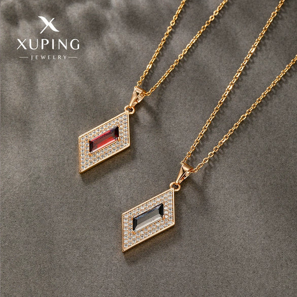 Alloy Geometric Square Casual Necklace Pendant Electroplated With 18K Gold And Microinlaid Zircon