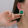 Alloy Geometric Square Diamond Earrings