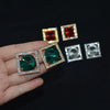 Alloy Geometric Square Diamond Earrings