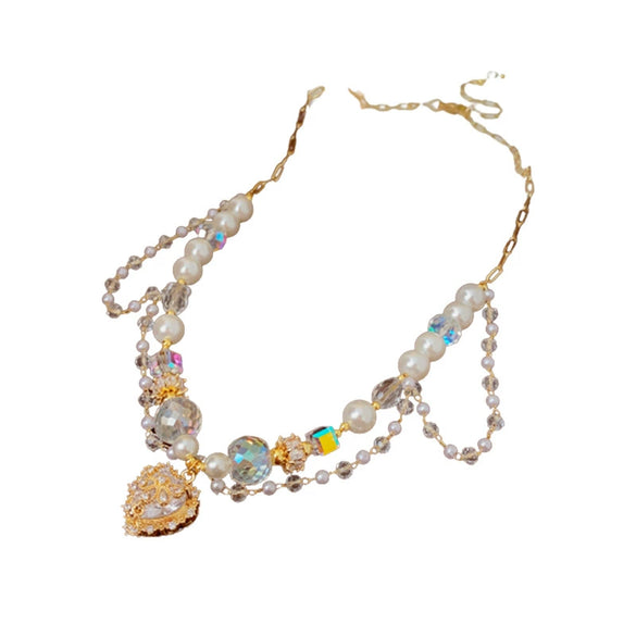 Alloy Geometric Square Diamondembedded Light Luxury Style Necklace For Women Electroplated