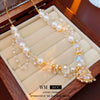 Alloy Geometric Square Diamondembedded Light Luxury Style Necklace For Women Electroplated