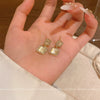 Alloy Geometric Square Earrings For Women With Cat's Eye Stone And Sparkling Diamond Electroplated Light Luxury Highend