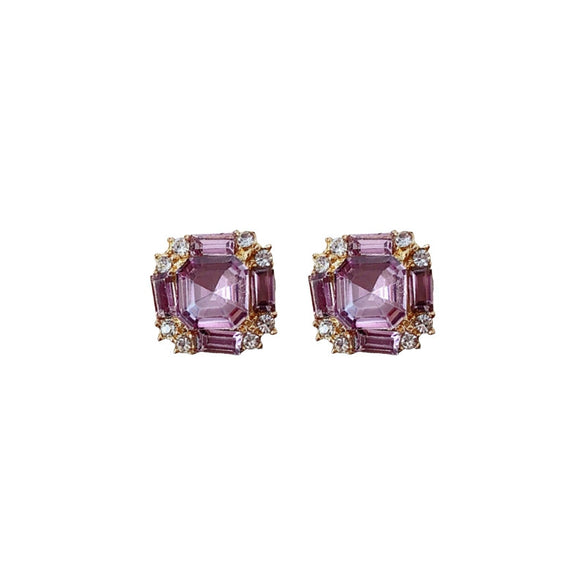 Alloy Geometric Square Earrings Set With Diamonds Sophisticated Style Women's
