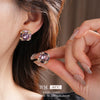 Alloy Geometric Square Earrings Set With Diamonds Sophisticated Style Women's