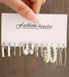 Alloy Geometric Square Earrings Set With Electroplating Simple Retro Pearl Style For Women