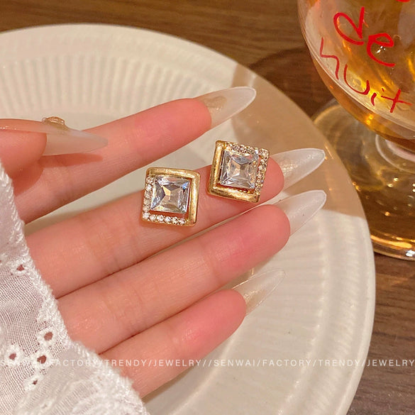 Alloy Geometric Square Electroplated Earrings For Women