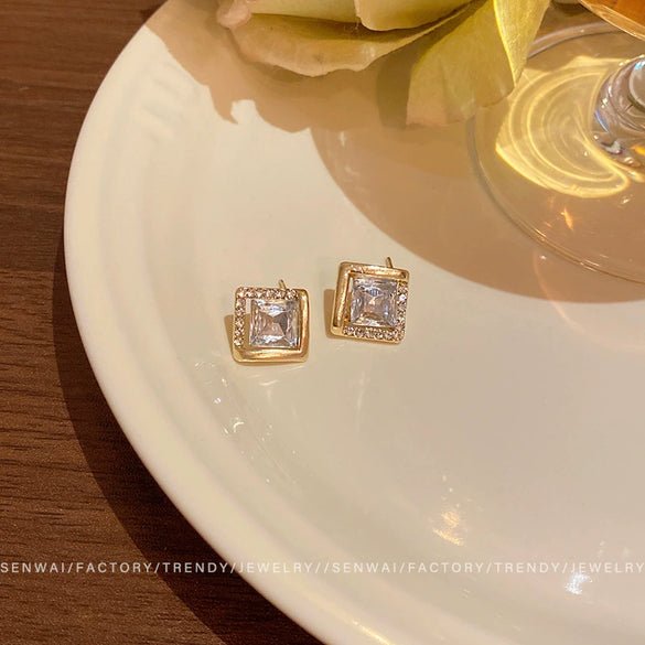 Alloy Geometric Square Electroplated Earrings For Women