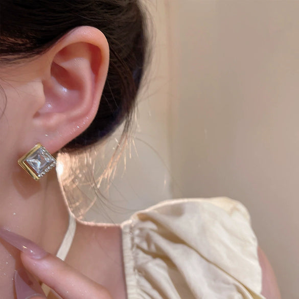 Alloy Geometric Square Electroplated Earrings For Women