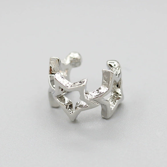 Alloy Geometric Star Ear Clips Electroplated Ear Jewelry For Women