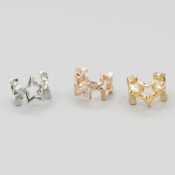 Alloy Geometric Star Ear Clips Electroplated Ear Jewelry For Women