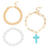 Alloy Geometric Star Shape Pendant Multi Layer Bracelet With Electroplating Unisex