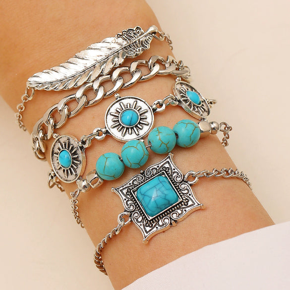 Alloy Geometric Star Shape Pendant Multi Layer Bracelet With Electroplating Unisex
