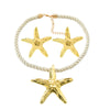 Alloy Geometric Starfish Ocean Wind Women's Necklace And Earrings With Electroplating