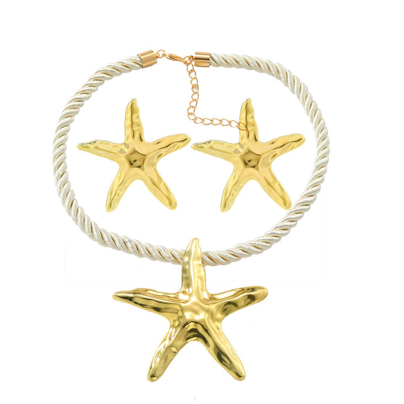 Alloy Geometric Starfish Ocean Wind Women's Necklace And Earrings With Electroplating