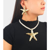 Alloy Geometric Starfish Ocean Wind Women's Necklace And Earrings With Electroplating