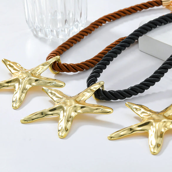 Alloy Geometric Starfish Ocean Wind Women's Necklace And Earrings With Electroplating