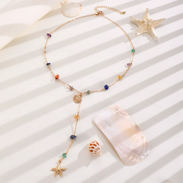 Alloy Geometric Starfish Women's Electroplated Dopamine Necklace