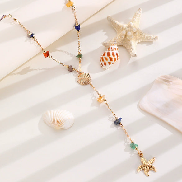 Alloy Geometric Starfish Women's Electroplated Dopamine Necklace