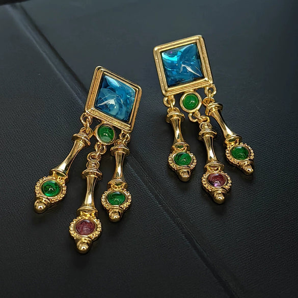 Alloy Geometric Statement Earrings With Silver Tone Posts Retro Exaggerated Design For Women Wholesale