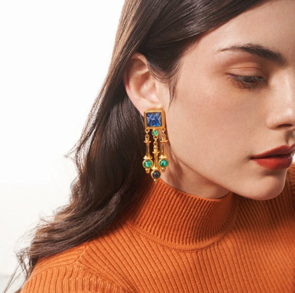 Alloy Geometric Statement Earrings With Silver Tone Posts Retro Exaggerated Design For Women Wholesale