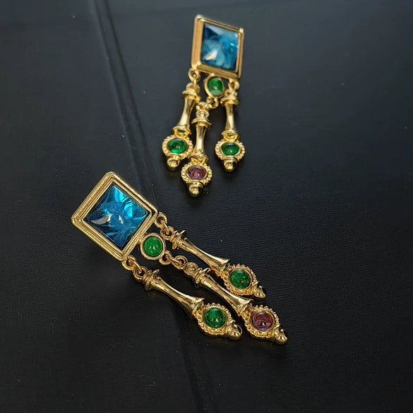 Alloy Geometric Statement Earrings With Silver Tone Posts Retro Exaggerated Design For Women Wholesale