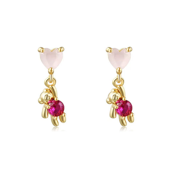 Alloy Geometric Style Electroplated Tassel Bear Cloud Earrings Unisex Jewelry