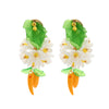 Alloy Geometric Style Fresh Sweet Flower Tassel Long Leaf Drop Handmade Women's Earrings With Diamond Design