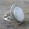 Alloy Geometric Style Gem Inlaid Oval Moonstone Ring For Women