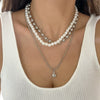 Alloy Geometric Style Imitation Pearl Necklace With Star Pendant And Electroplating
